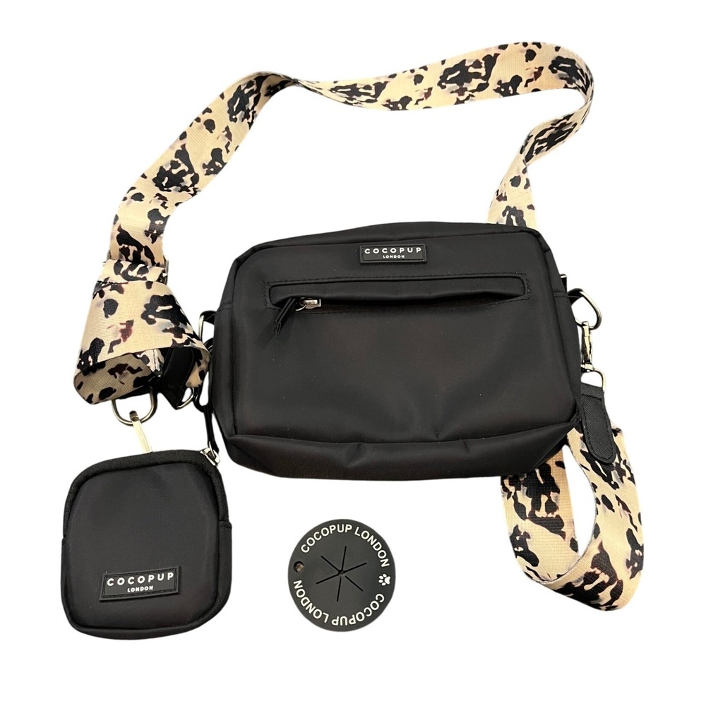 Cocopup London Dog Walking Bag Bundle Black Treat Bag Bag Dispenser Leaopard